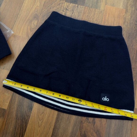 Alo Yoga Tennis Club Sweater Knit Skirt Set - Navy Blue Size M - Picture 14 of 15